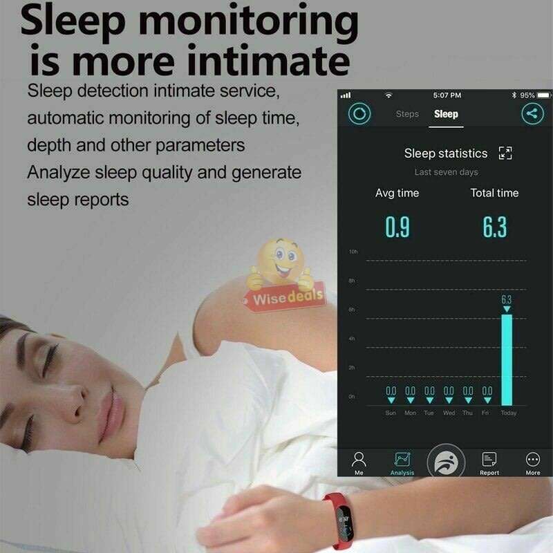 Bluetooth Health Smart Watch - Monitor Heart Rate, Blood Pressure, Blood Oxygen, Calorie, Distance