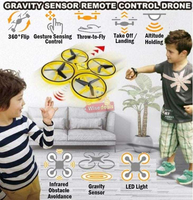 Sensor Gravity Remote Watch or Gesture Control Drone with Infrared Obstacle Avoidance Mode and more