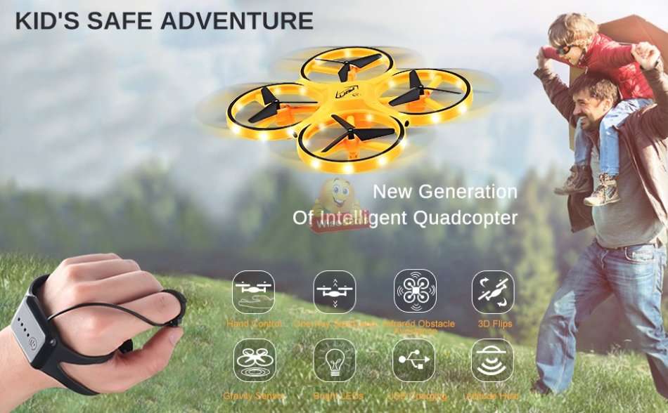 Sensor Gravity Remote Watch or Gesture Control Drone with Infrared Obstacle Avoidance Mode and more