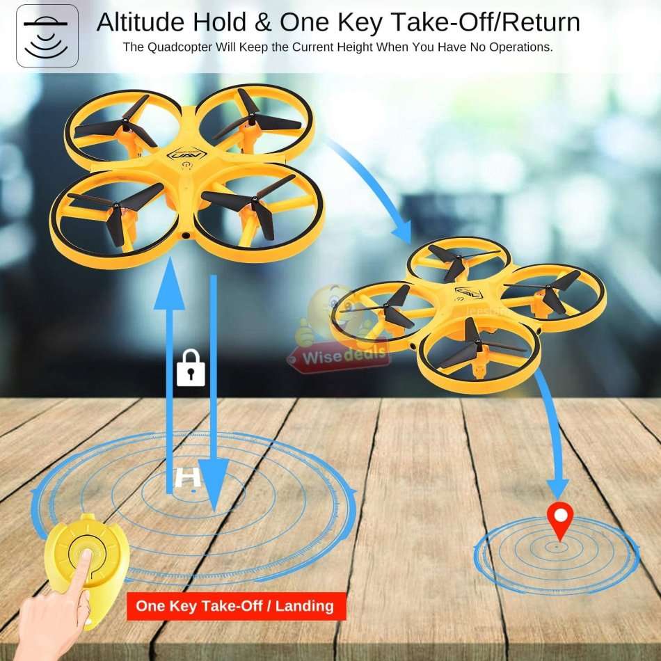 Sensor Gravity Remote Watch or Gesture Control Drone with Infrared Obstacle Avoidance Mode and more