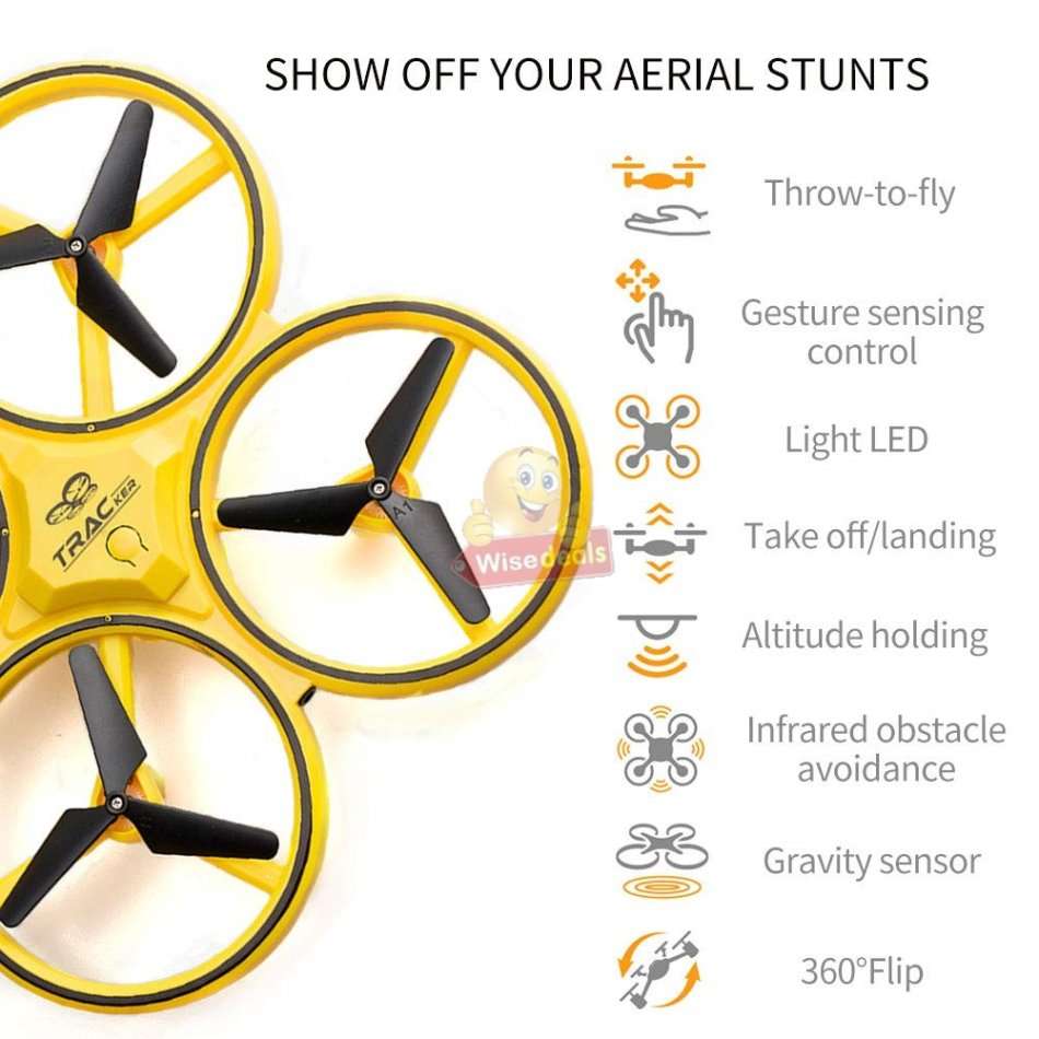 Sensor Gravity Remote Watch or Gesture Control Drone with Infrared Obstacle Avoidance Mode and more