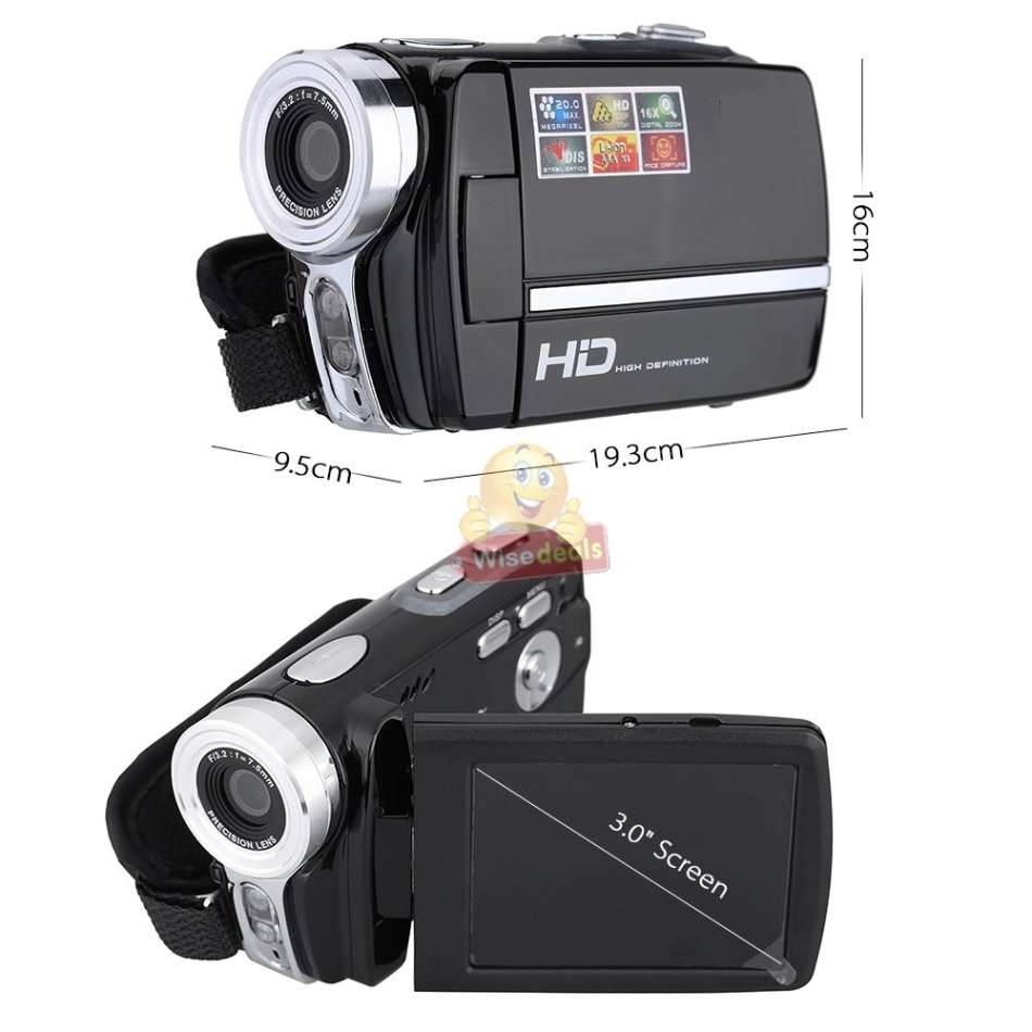 HD Digital Video Camcorder, 3.0 Inch LCD Screen, 20MP, 16X Zoom, Anti-shake, Support SD Card