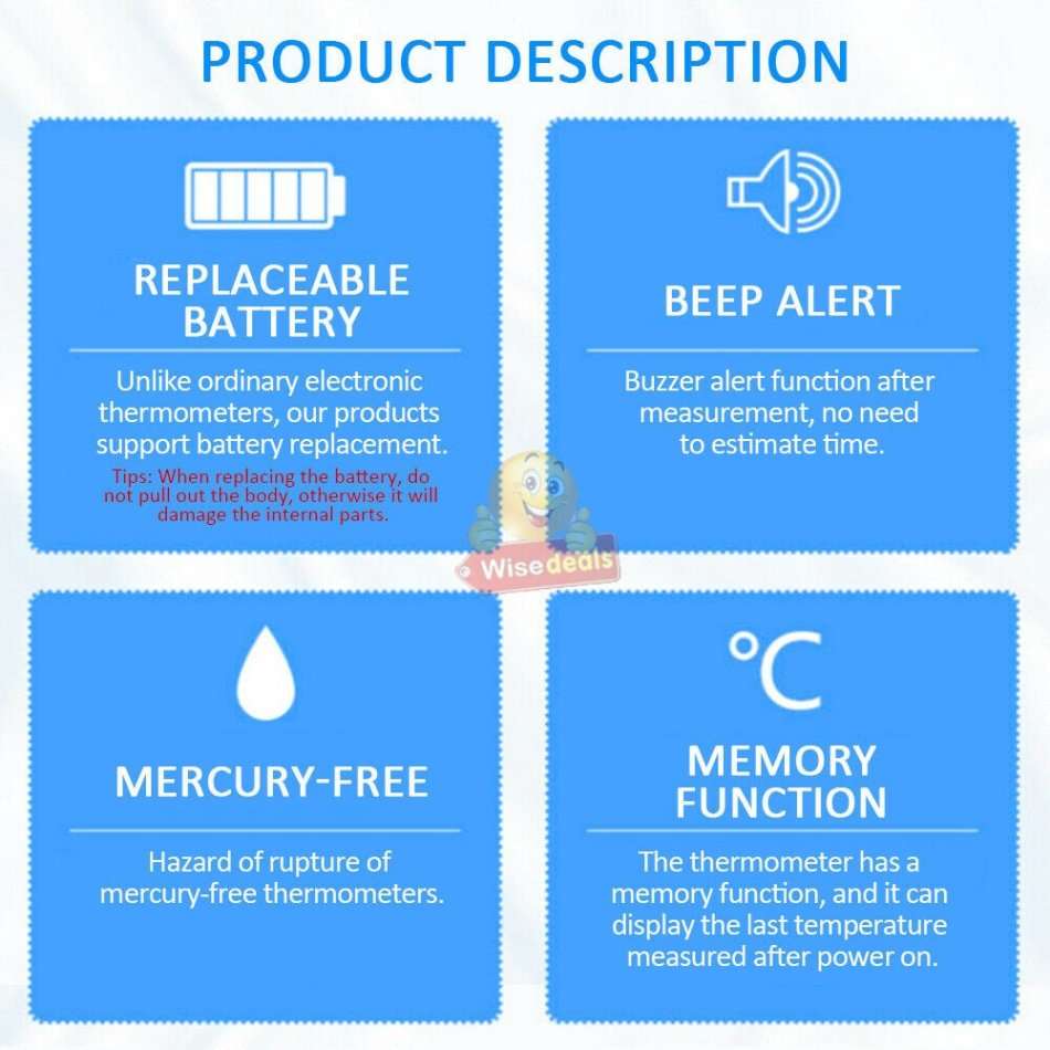 Digital Thermometer  Fast & Accurate Measurement, No Mercury, Environmentally Friendly