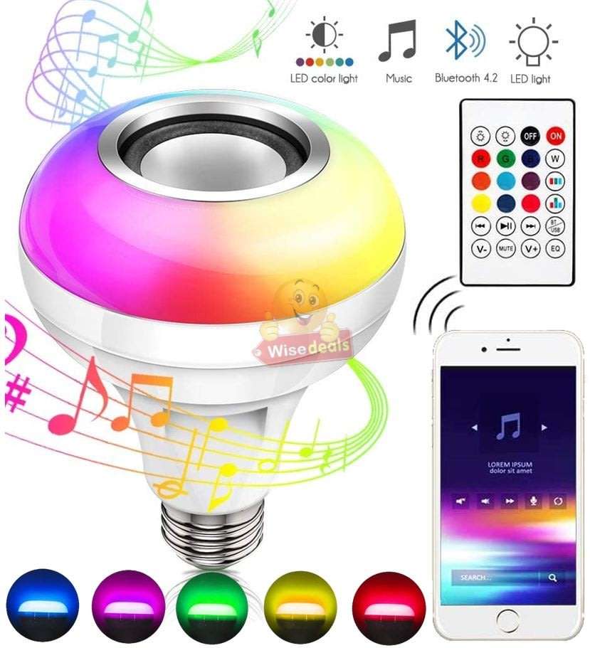 Bluetooth LED Music Bulb Light, 16 Colours with Remote Control, Adjustable volume of Light & Music