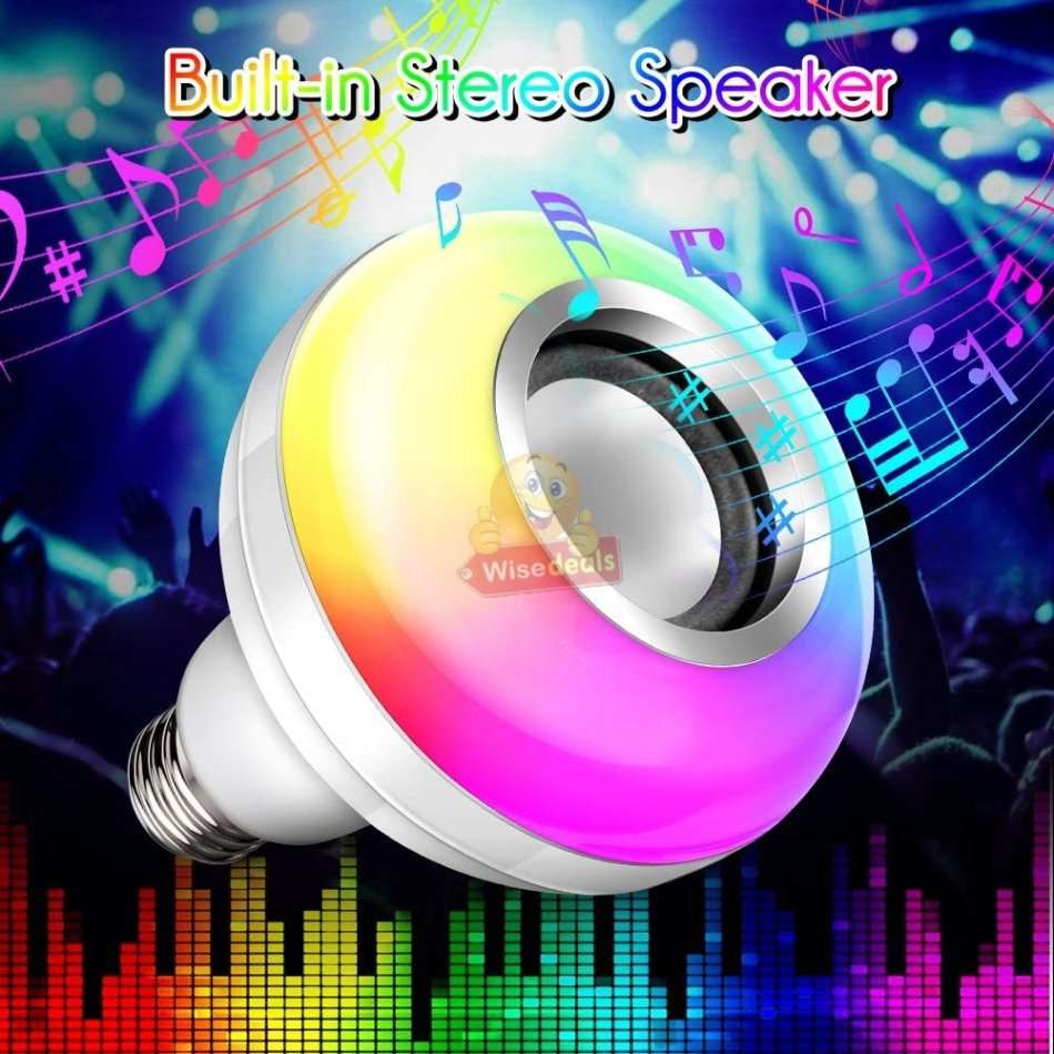 Bluetooth LED Music Bulb Light, 16 Colours with Remote Control, Adjustable volume of Light & Music