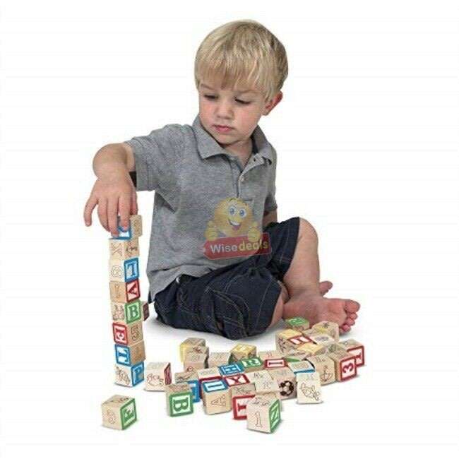 48 PC Wooden Block Set help kids learn counting, letters, colours, grouping, stacking, sorting etc.