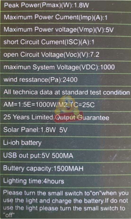 Solar Panel with Build-in Flash Light and Side Light, Support Phone Charging, Lights etc.