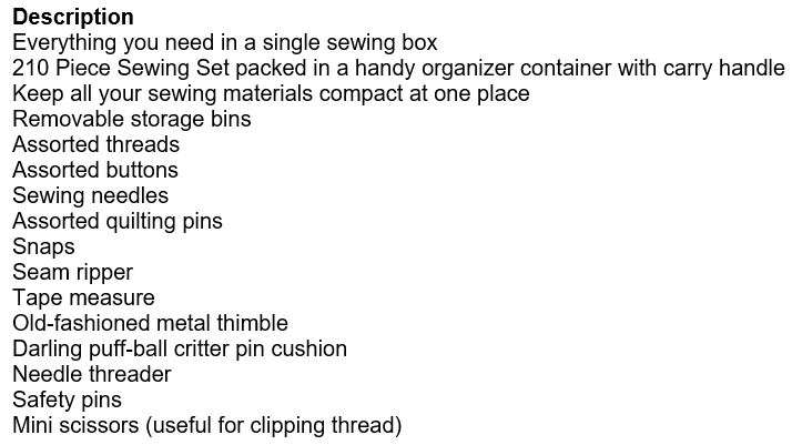 210 Piece Sewing Set  Everything you need in a Single Sewing Container