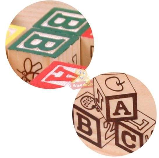 48 PC Wooden Block Set help kids learn count, letters, colours, grouping, stacking, sorting etc.