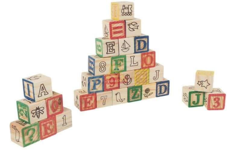 48 PC Wooden Block Set help kids learn count, letters, colours, grouping, stacking, sorting etc.