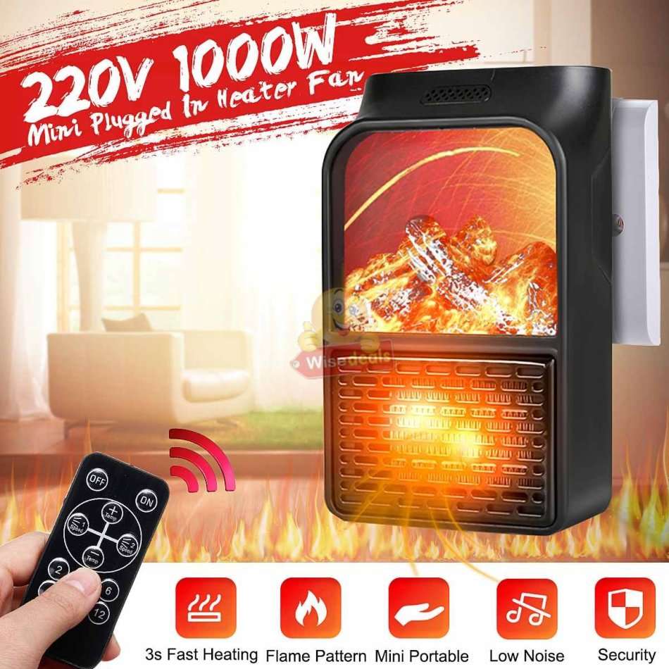 Remote Control Flame Heater, 1000W, Rapid Heat Dissipation, Easy to operate