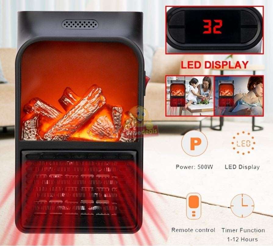 Remote Control Flame Heater, 1000W, Rapid Heat Dissipation, Easy to operate