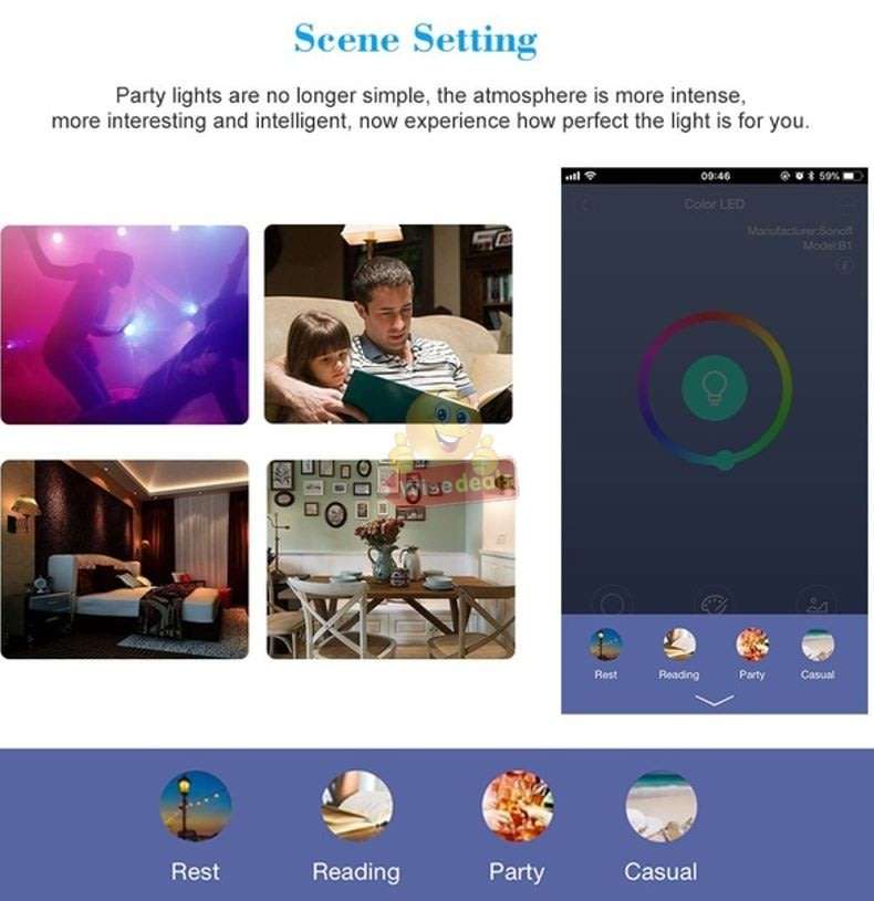 B1 Sonoff 6W Colour Changing E27 Bulb with WIFI, Change Colour, Brightness, Dimmable