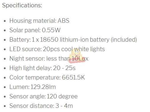 Super Bright COB & 20 LED SOLAR Wall Light with 3 Modes and 3000mAh Battery