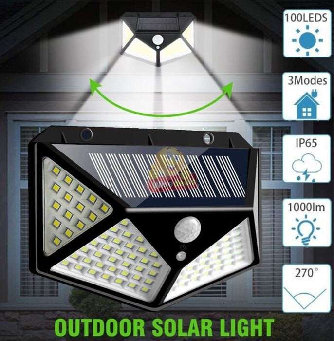 100 LED Super Bright Solar Wall Light, Motion Sensor with 3 Modes, Waterproof & Eco-friendly