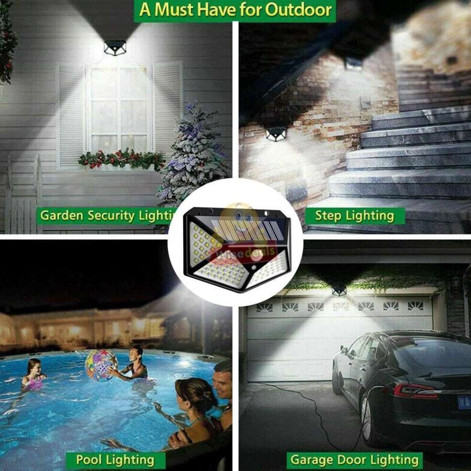 100 LED Super Bright Solar Wall Light, Motion Sensor with 3 Modes, Waterproof & Eco-friendly
