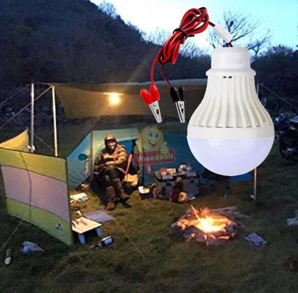 DC 12V E27 7W High Power Light Bulb with Adapter, Wire & Crocodile Clamps