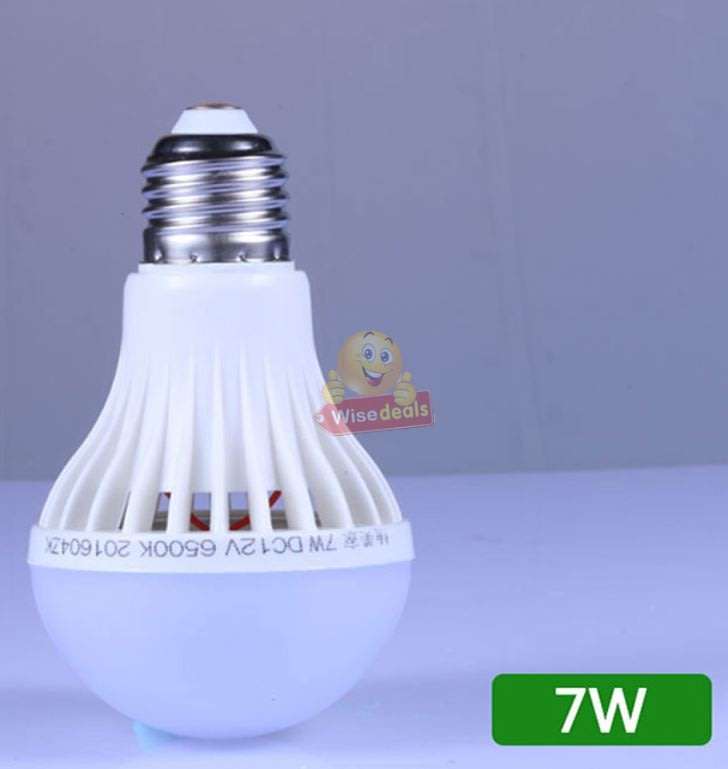 DC 12V E27 7W High Power Light Bulb with Adapter, Wire & Crocodile Clamps