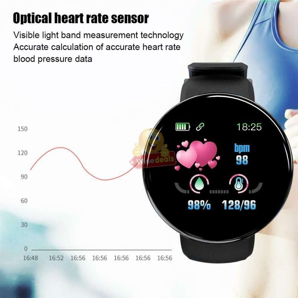 Bluetooth Health Smart Watch - Monitor Heart Rate, Blood Pressure, Blood Oxygen, Calorie, Distance