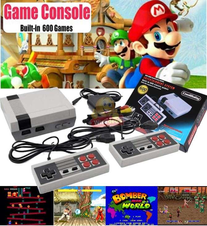 Game Console with 2 Controllers and 600 Built-in Games, Hours of Fun for the Whole Family