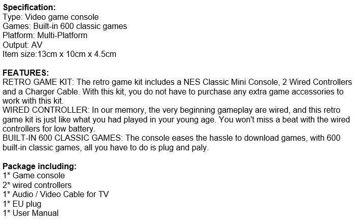 Game Console with 2 Controllers and 600 Built-in Games, Hours of Fun for the Whole Family