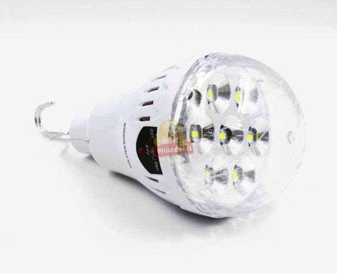 LED SOLAR Light Bulb with Solar Panel & Multifunctional Charging Cable to Charge Devices