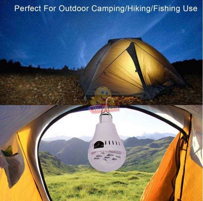 LED SOLAR Light Bulb with Solar Panel & Multifunctional Charging Cable to Charge Devices