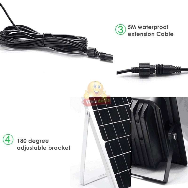 40W LED SOLAR Flood Light with Remote Control, Solar Panel, 5m Cable, Waterproof & 1050 Lumens