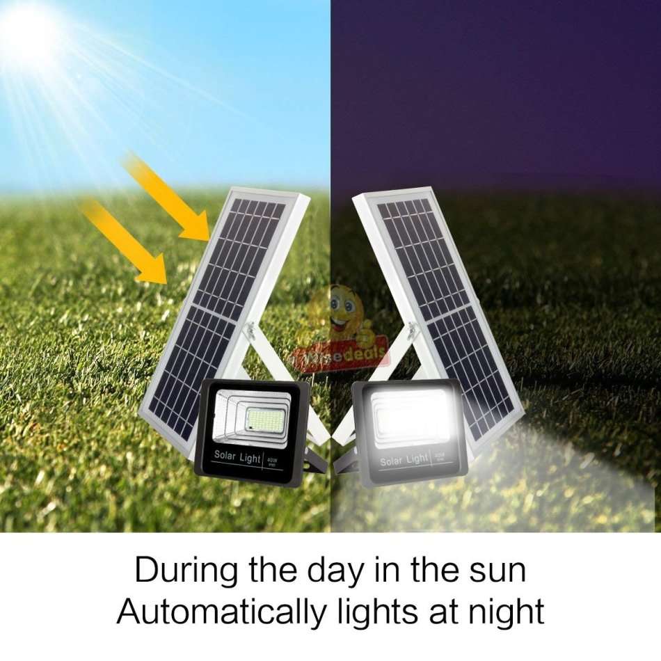 40W LED SOLAR Flood Light with Remote Control, Solar Panel, 5m Cable, Waterproof & 1050 Lumens