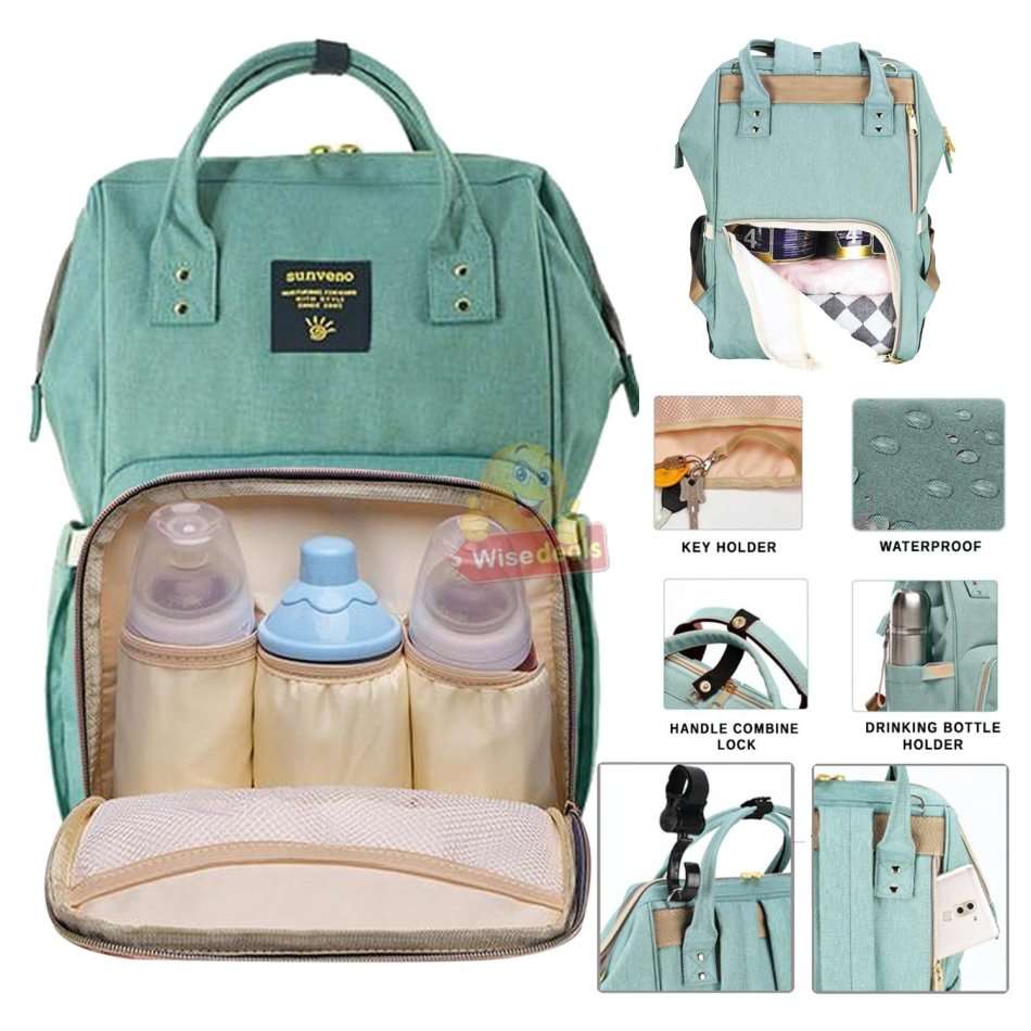 Large Capacity Baby Backpack Bag with insulated bottle pockets