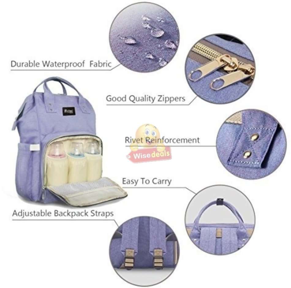 Large Capacity Baby Backpack Bag with insulated bottle pockets