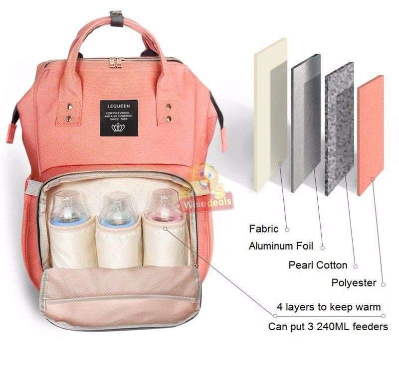 Large Capacity Baby Backpack Bag with insulated bottle pockets