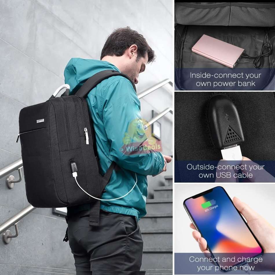 Stylish Backpack with lots of space and pockets, build-in USB Port with Cable