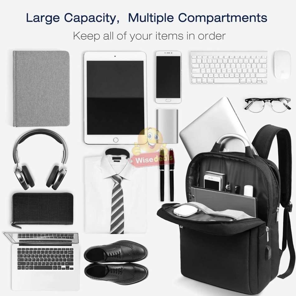 Stylish Backpack with lots of space and pockets, build-in USB Port with Cable