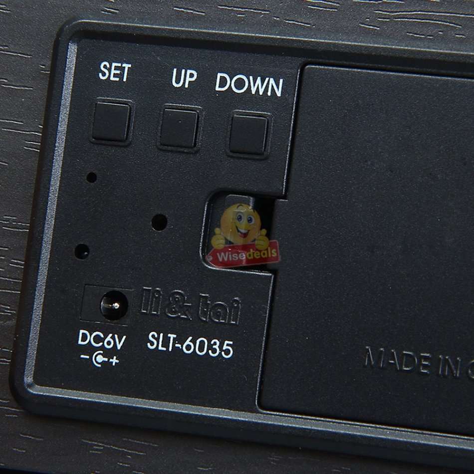 Wooden LED Alarm Clock with Time, Date, Temperature, Sound Control & Energy Saving