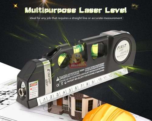 Laser Level Pro 3 Multi-Purpose Measuring Tool With 2.5m Tape