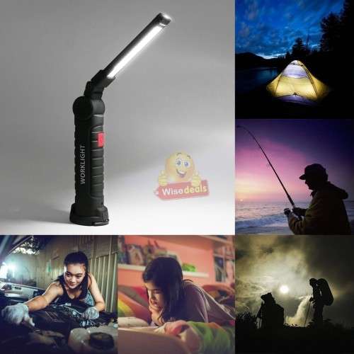 Magnetic Folding COB LED Work Light with Hook, USB Charging Interface and 5 Modes