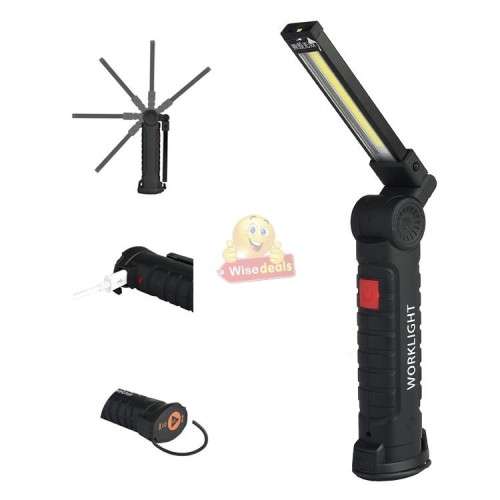 Magnetic Folding COB LED Work Light with Hook, USB Charging Interface and 5 Modes