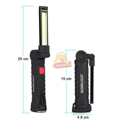 Magnetic Folding COB LED Work Light with Hook, USB Charging Interface and 5 Modes