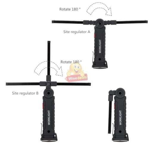 Magnetic Folding COB LED Work Light with Hook, USB Charging Interface and 5 Modes