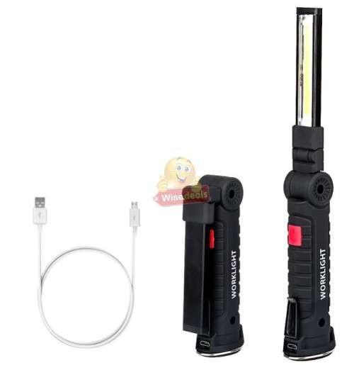 Magnetic Folding COB LED Work Light with Hook, USB Charging Interface and 5 Modes