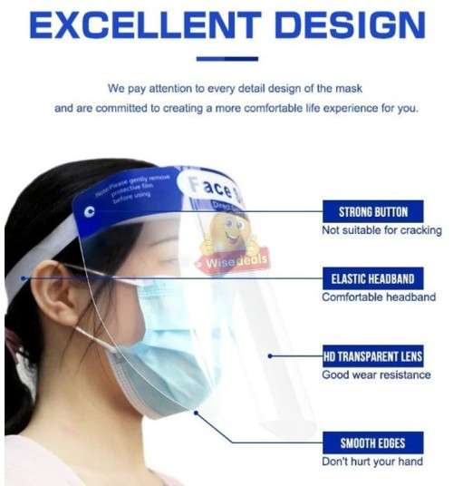 Protective Face Shield, Premium Comfort, Ultra Clear, Long-lasting and Reusable