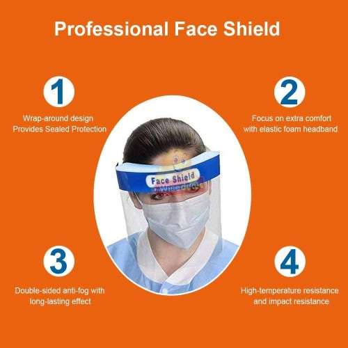 Protective Face Shield, Premium Comfort, Ultra Clear, Long-lasting and Reusable
