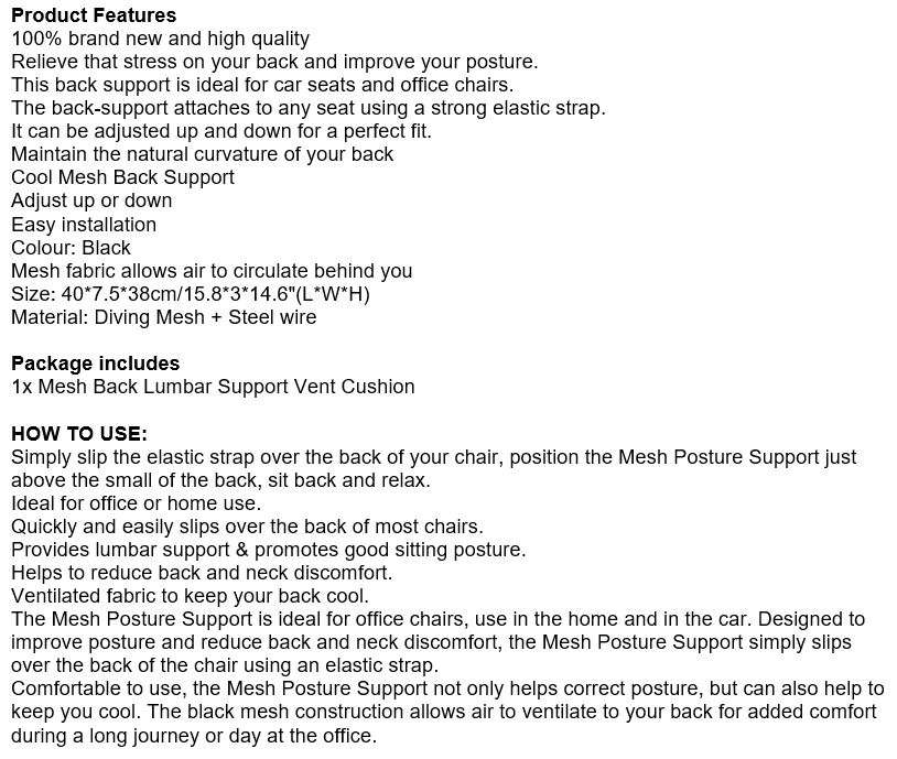 Back Seat Support  Relives Stress on Your Back and Improves Your Posture