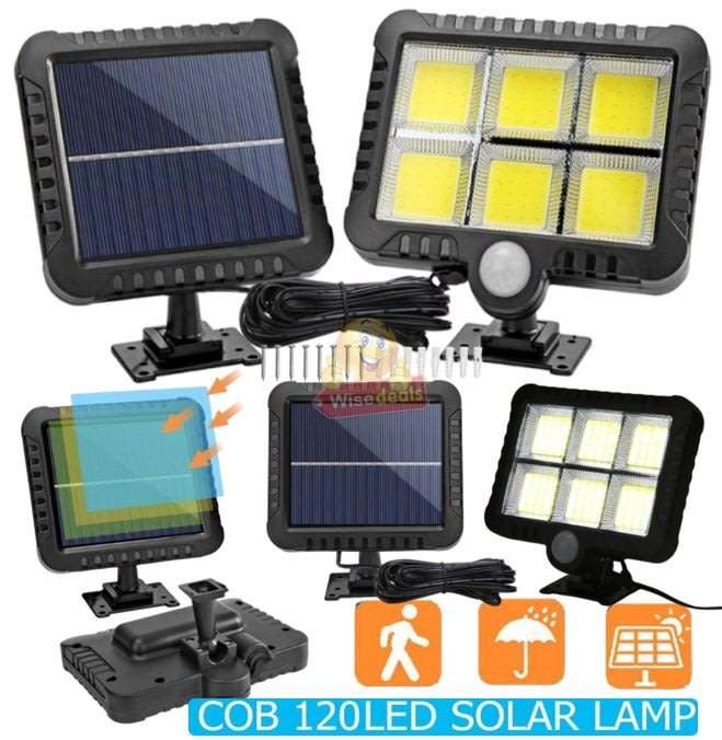 120 LED COB Super Bright Solar Flood Light with Solar Panel, 5m Link Data Line & Screws