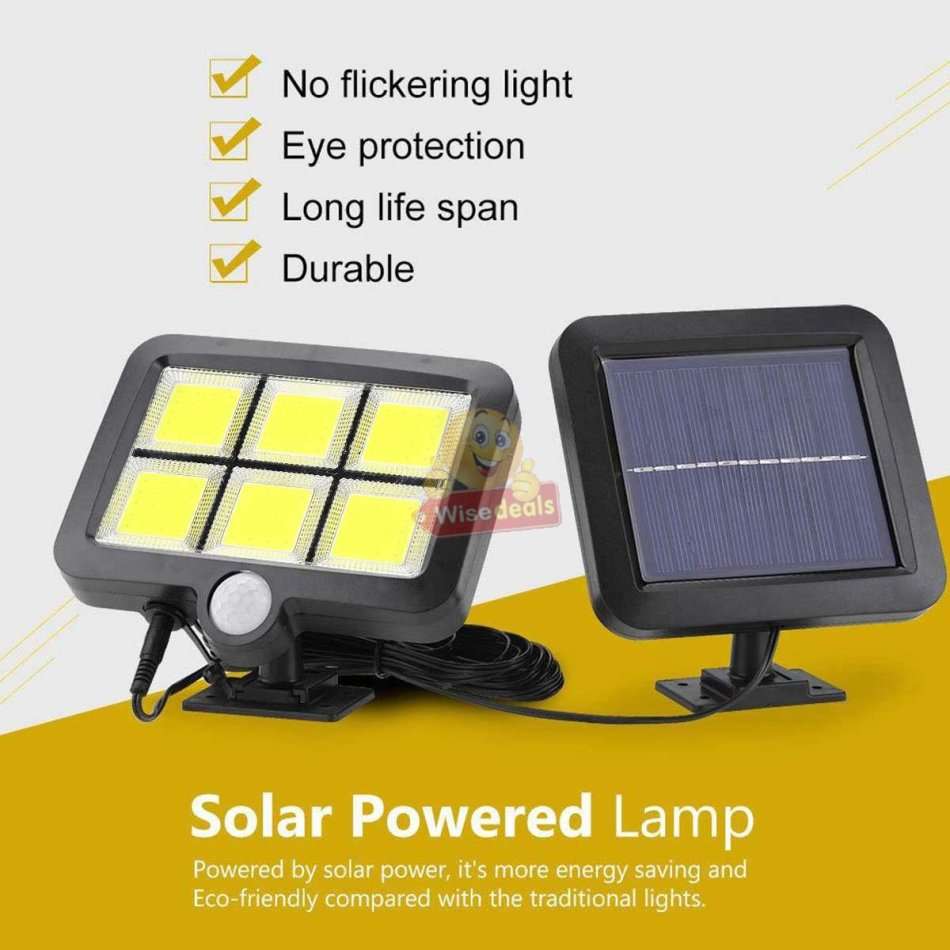 120 LED COB Super Bright Solar Flood Light with Solar Panel, 5m Link Data Line & Screws