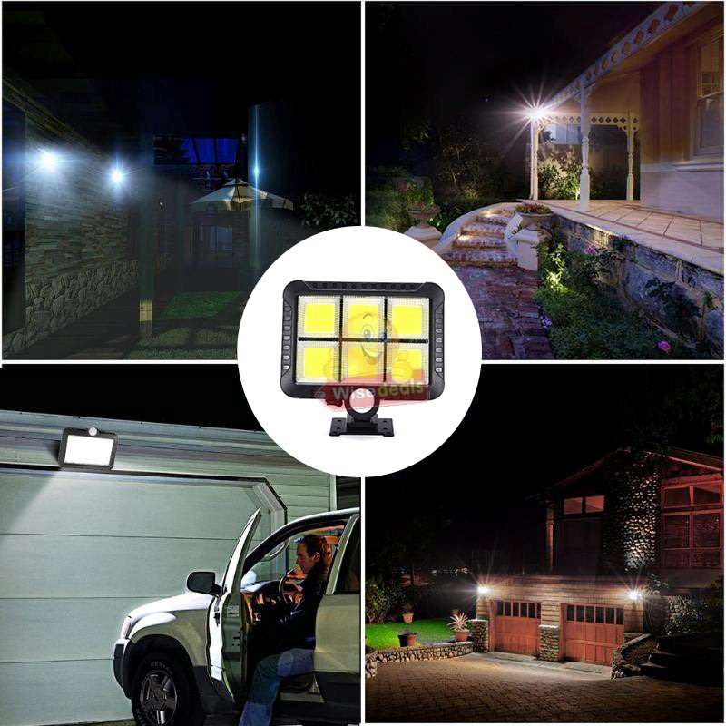 120 LED COB Super Bright Solar Flood Light with Solar Panel, 5m Link Data Line & Screws