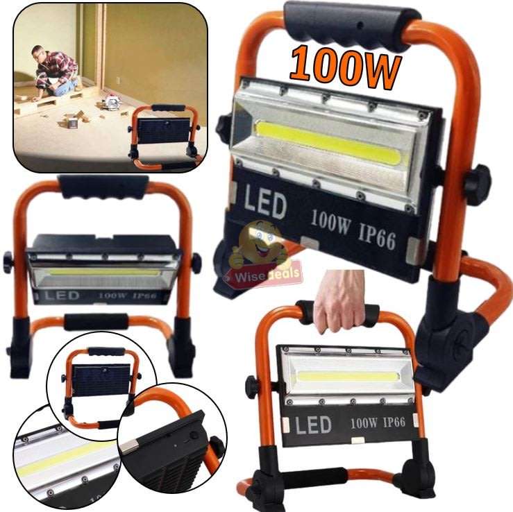 Super Bright LED COB 100W Portable Flood Light, 3 Modes, Waterproof, Rechargeable etc