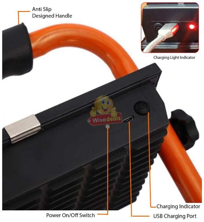 Super Bright LED COB 100W Portable Flood Light, 3 Modes, Waterproof, Rechargeable etc