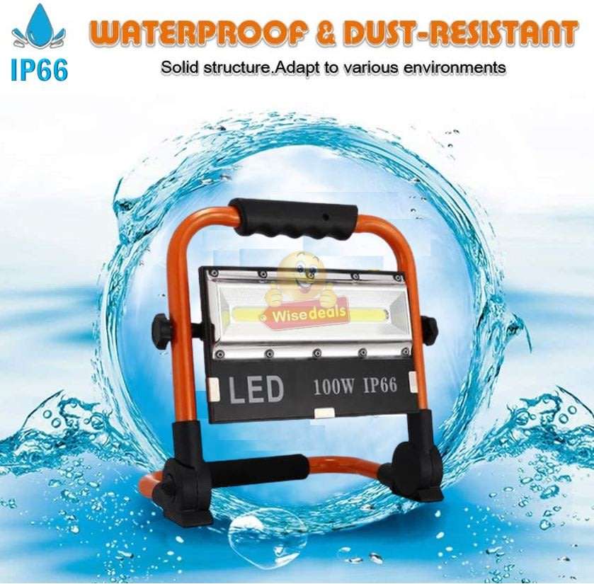 Super Bright LED COB 100W Portable Flood Light, 3 Modes, Waterproof, Rechargeable etc